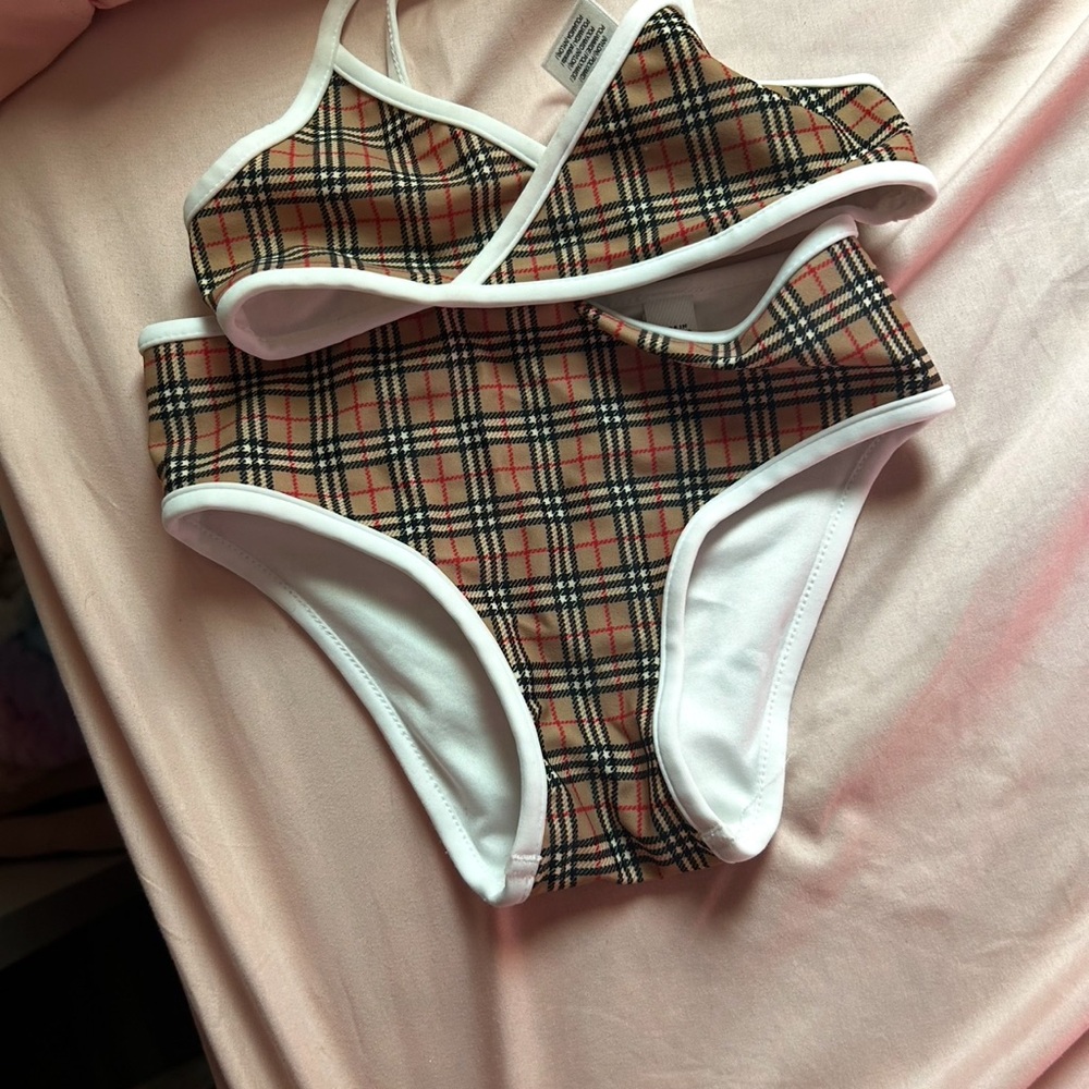 Burberry Kids Swim Bikini - Classic Check with White Trim